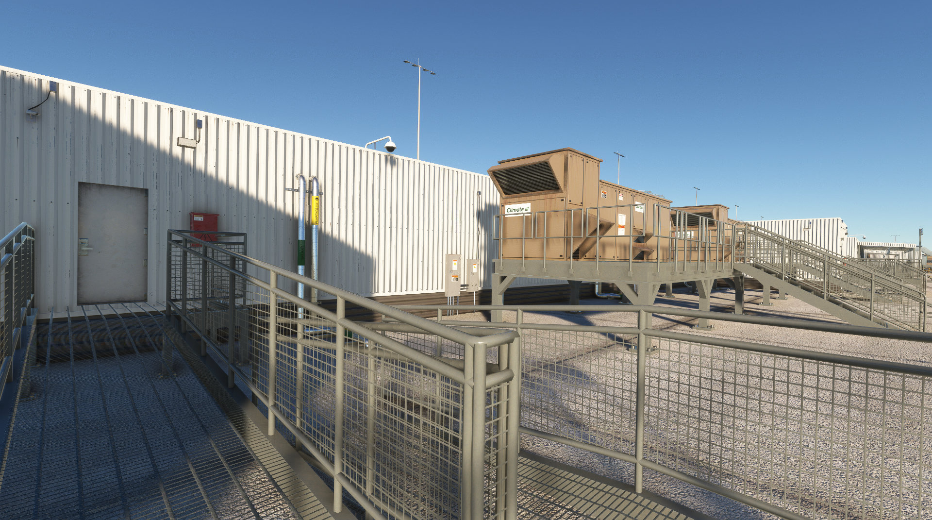 KDEN airport service building with rooftop equipment for Denver International Airport (KDEN) by X-Codr Designs in MSFS