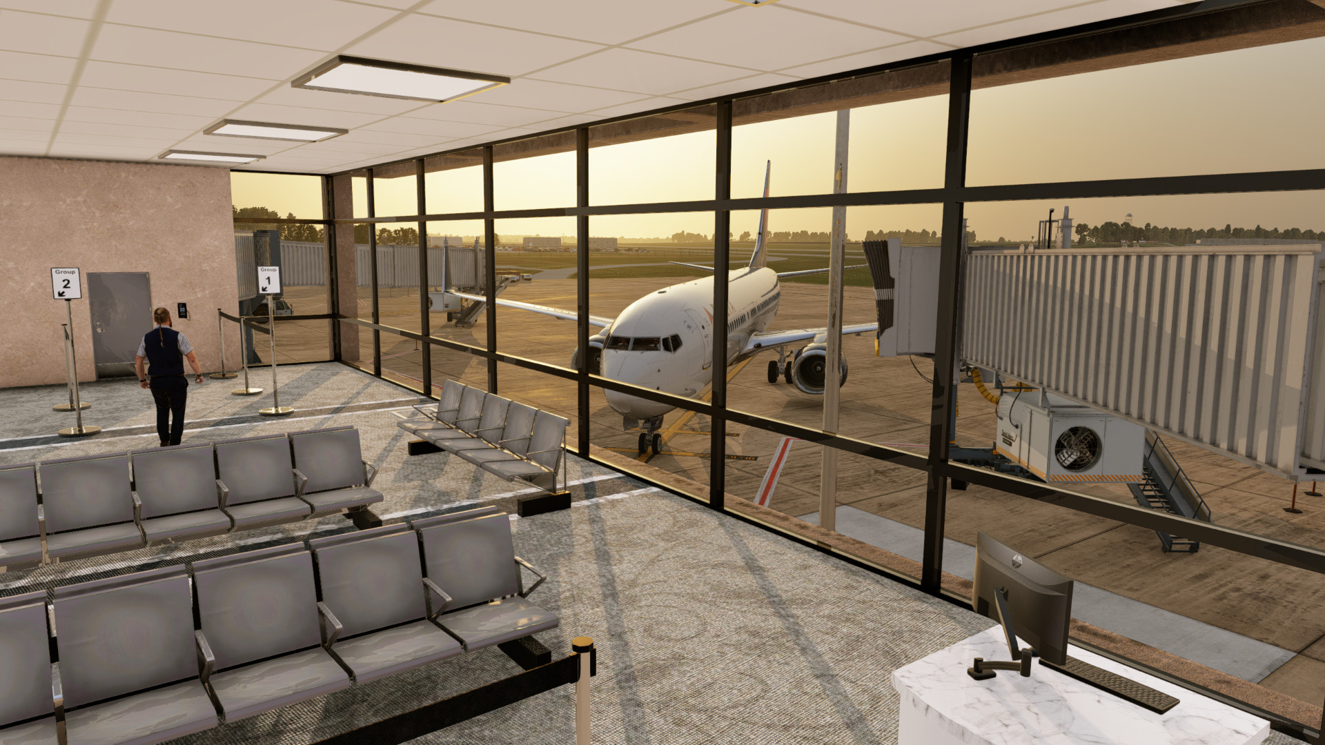 KEVV terminal waiting area with aircraft outside for Evansville Regional Airport (KEVV) by X-Codr Designs in X-Plane