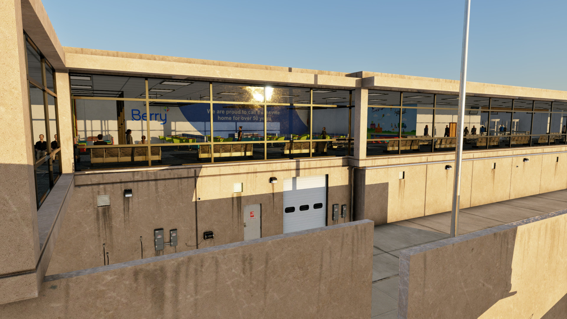 KEVV terminal exterior for Evansville Regional Airport (KEVV) by X-Codr Designs in X-Plane