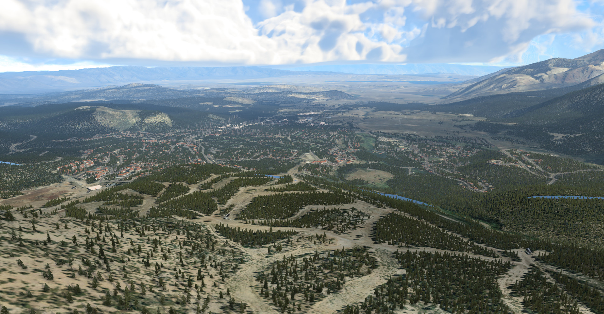 aerial view of the Mammoth Yosemite landscape for Mammoth Yosemite Airport (KMMH) by X-Codr Designs in X-Plane