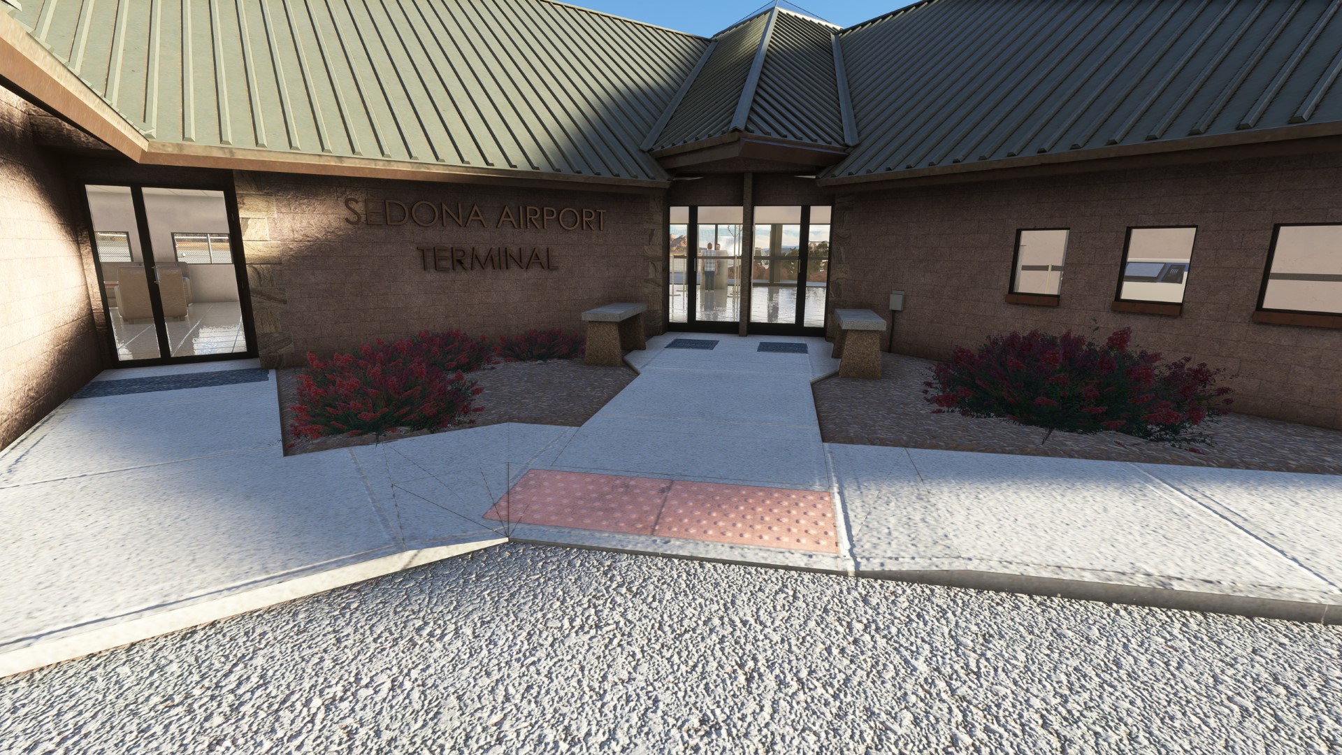 Sedona airport terminal entrance for Sedona Airport (KSEZ) by X-Codr Designs in MSFS